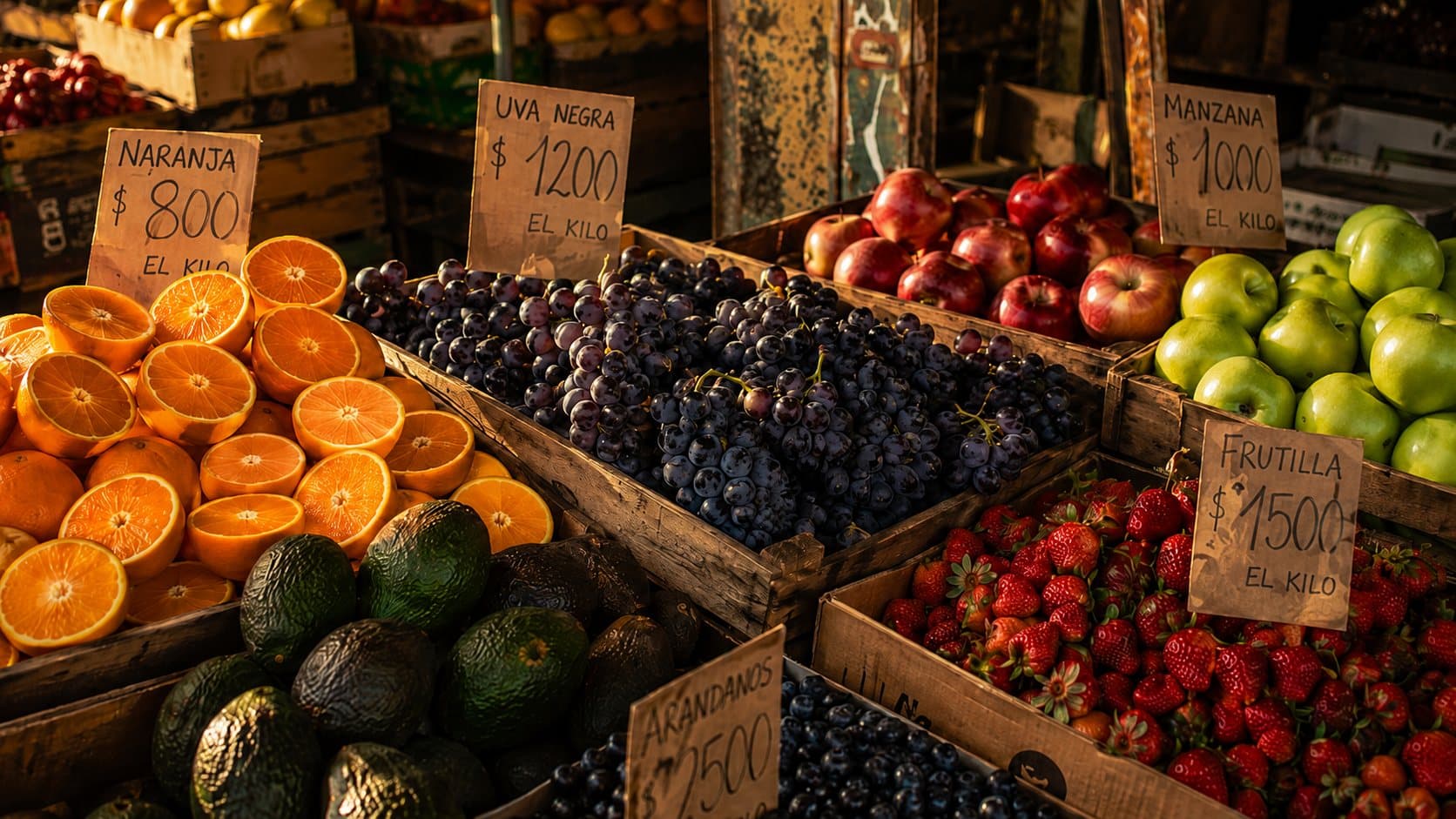 Puesto de frutas en el mercado